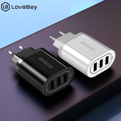 Lovebay USB Charger Quick Charge 3.0 QC Fast Wall Charging Mobile Phone Adapter For iPhone 7 8 Plus X XR Max Micro Type C Cable
