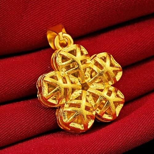 Fashion All-match Jewelry Yellow Gold Filled Geometric Hollow out Flower Women Pendant