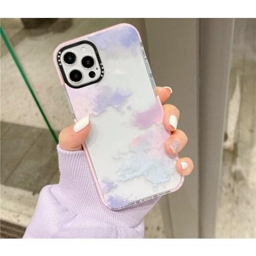 Fashion Colored clouds Painting Phone Case For iphone 12 mini 11 Pro Max 7 8 plus X XR XS Max SE 2020 Cute Silicone Back Cover