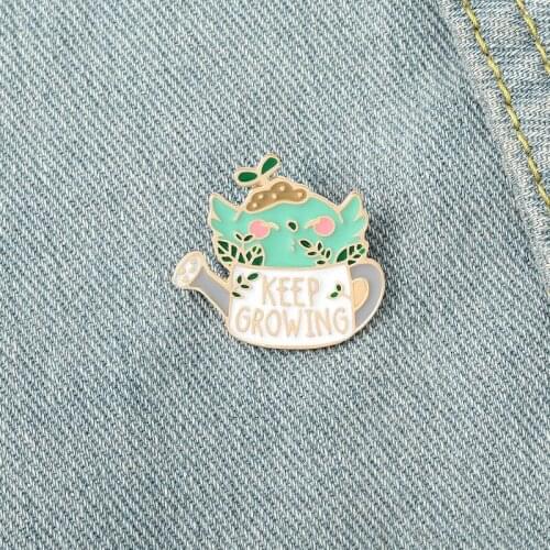 Cartoon creative cute monster pouring kettle shape brooch letter clothing paint badge enamel pins for friends
