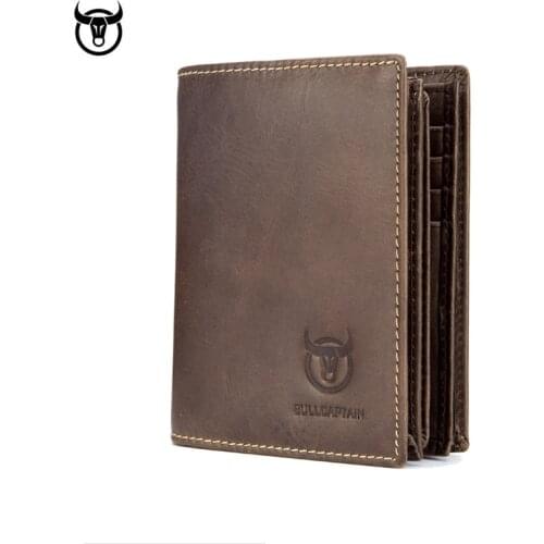 Genuine Leather Men Wallets Vintage Cow Leather Wallet Male Handmade Custom Dollar Price Coin Purse Short Wallet carteira