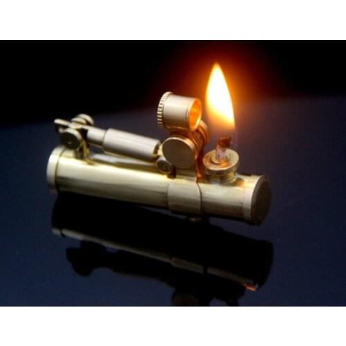 The New Retro Kerosene Lighter Brass Material Torch Grinding Wheel Lighter Can Automatically Ignite Mens Smoking Gifts