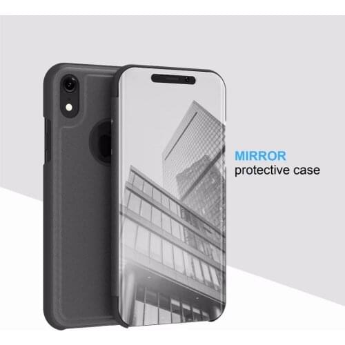 NEWEST Clear View Mirror Case For iphone 6 6s 7 8 XS xr xsmax Leather Flip Stand Case For iphone 6 6splus 7 8plus XR XSMAX Cover