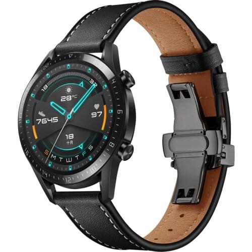 For Huawei Watch GT 2 Strap 22 Genuine Leather Watch Band Strap for Huawei Watch GT/Huawei Watch 2 Classic/Galaxy Watch 46mm