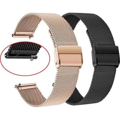 Stainless Steel 22mm 20mm 18mm Watchband Quick Release Watch Band Strap Black for Men Women compatible with Fossil