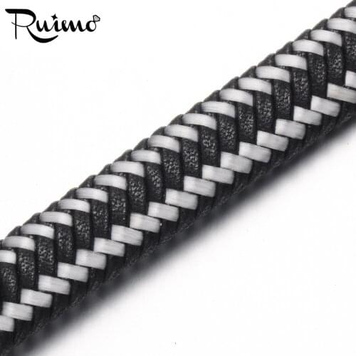 RUIMO 12*6mm Wide Braided White Silk PU Leather Rope String Cord For Jewelry Making Bracelets Craft Jewelry Accessories DIY