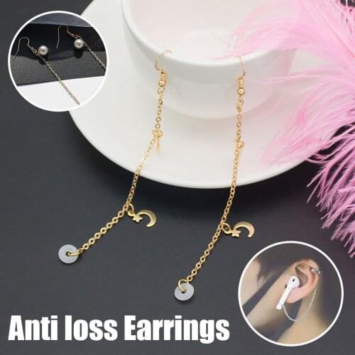 New Design Unisex Anti-lost Alloy Dangle Earrings Wireless Headphones Practical Chain Earring Jewelry Gift Delicate