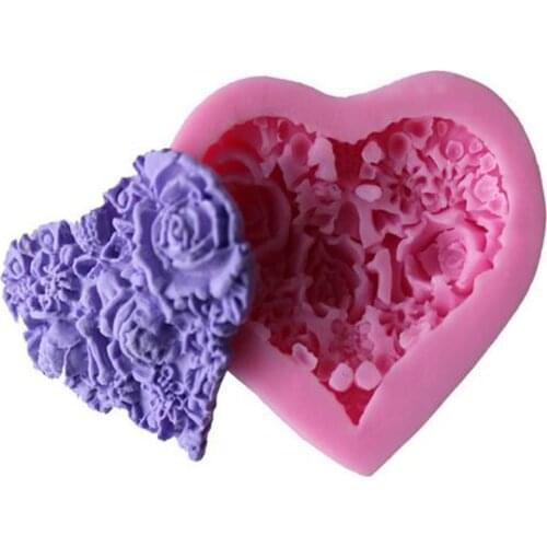 Flower Heart Shape Fondant Cake Silicone Mold Pastry Chocolate Mould DIY Cake Decoration Baking Tools Candy Biscuits Molds
