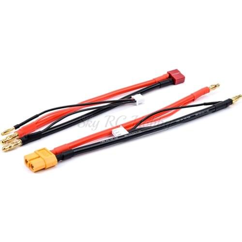 Silicone wire + 2S Lipo battery model plug 4MM / 2s balance head T / XT60 charging wire connect line For DIY model