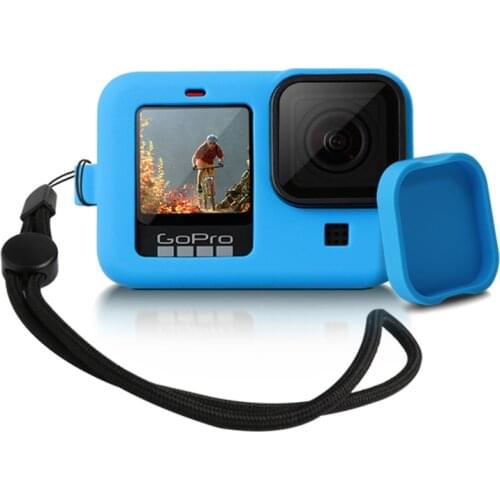 Silicon Protective Cover for GoPro Hero 9 Black Sleeve Housing Case Frame with lens cap Lanyard Accessory