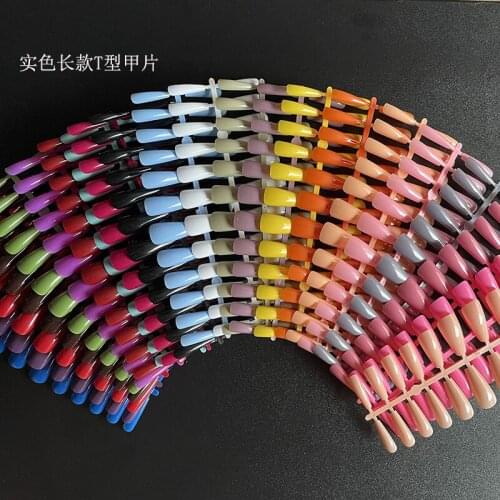 Super Long Ballet Solid Color Female Daily Wear Fake Nails Long T-Shaped Ballet Nail Trapezoidal Coffin Nail Piece