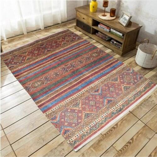 Turkish style classic pattern digital print cotton chenille rug and carpets burgundy living room/bedroom/dining room/Working/mutf