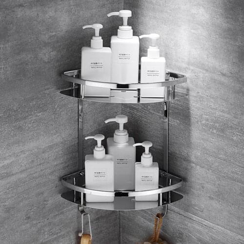 Bathroom Corner Shelf Shower Caddy Dual Tier Bath Shelves Mirror Polished 304 Stainless Steel Floating repisa etagere mural
