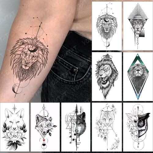 Waterproof Temporary Tattoo Sticker Constellation Star Lion Flash Tatoo Moon Line Arm Wrist Fake Tatto For Body Art Women Men
