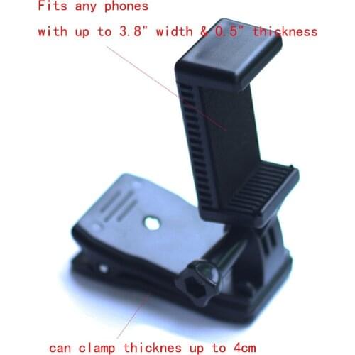 Phone clamp to GoPro Bag Backpack Strap Clip for 2.3" - 3.8" Wide Smartphones