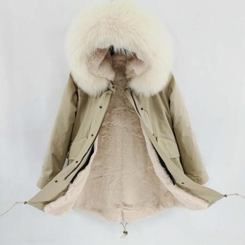 2020 New Winter Jacket Women Long Parka Real Fur Coat Natural Raccoon Fur Collar Thick Warm Streetwear Luxury Outerwear Parkas