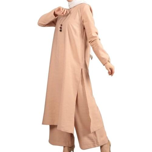 YSHUNIJ 2021 New Ladies' Suit Arab Middle East Plus Size Split Robe Two-piece Suit