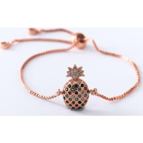 Gold silver Chain micro pave cz Zircon Cubic Zirconia bracelet rope adjusted Macrame gd32 Bangle pineapple Fashion women