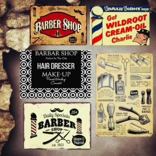 Hair Dresser Plaque Shabby Chic Metal Signs Pub Haircut Decorative Plates Barber Shop Wall Stickers Barba Painting Home Decor