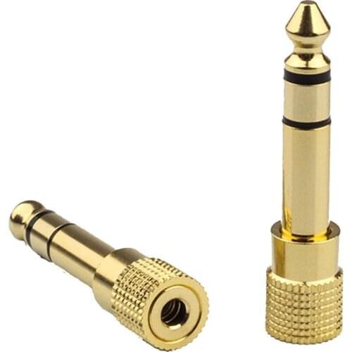 3.5mm To 6.5mm Male To Female Stereo Audio Jack Plug Adapter Microphone Guitar Recording Adapter 6.5 3.5 Aux Converter Gold-plat