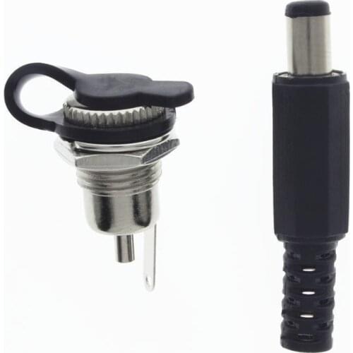 5PCS /LOT5.5mm x 2.1mm/5.5x2.5 DC Power Jack Socket Female Panel Mount Connector Metal Panel Mount Interface Plug Wire Terminals