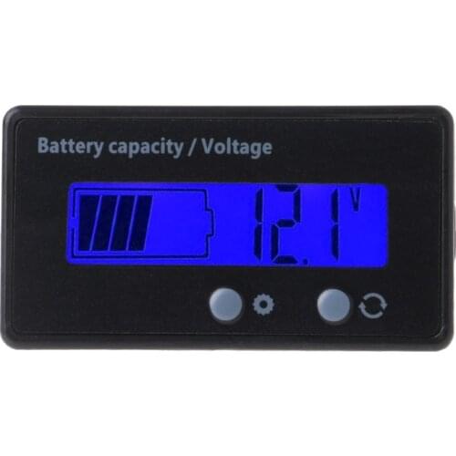 8-70V Blue LCD Acid Lead Lithium Battery Capacity Indicator Voltmeter Gauge 2in1