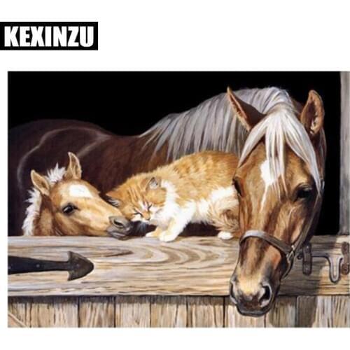 Diamond Embroidery DIY Diamond Painting Cross Stitch Kit Two horse 5D Needlework Diamond Mosaic Home Decoration