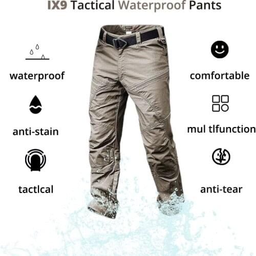Large Tactical Waterproof Pants Khaki Army Pants for Men Hiking Trousers Cargo Pants IX9/IX7 Military Tactical Jeans Dropship