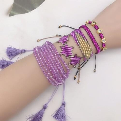 ZHONGVI Bracelets Purple stars MIYUKI Bracelet Evil Eye Women Pulseras Mujer Pearl String Bohemian Jewelry Beads INS New Armband