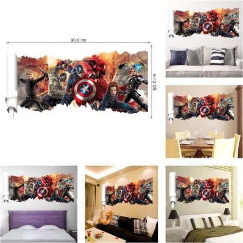 Disney Marvel Avengers 3D Wall Stickers Home Decoration Art PVC Wall Stickers Bedroom Living Room Bar Waterproof Wall Stickers