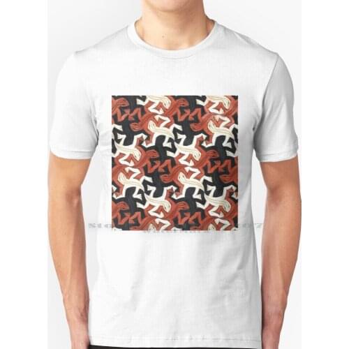 Escher Lizard T Shirt 100% Pure Cotton Relativity Cornelis Escher Mc M C Lizard Graphic Artists Vector Impossible Lithographs