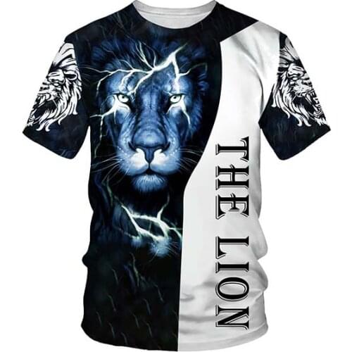 2021 Summer King Of The Forest Lion Graphic t shirts New 3D Animal Printing Men T-shirt Casual hip hop Fashion streetwear Tops