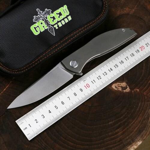 Green Thorn Neon Zero D2 Blade TC4 Titanium Handle Practical Folding Knife Outdoor Camping Hunting Household Fruit EDC Tool