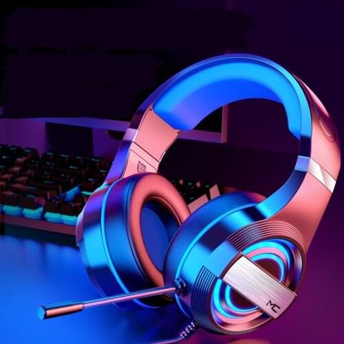 Gaming Headsets Gamer Headphones Surround Sound Stereo Wired Earphones USB Microphone Colourful Light PC Laptop Game Headset