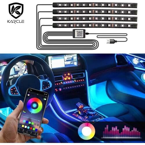 Car Interior Atmosphere LED RGB Light Car Decoration Light Strip With USB Sound Control APP Wireless Remote Multiple Modes