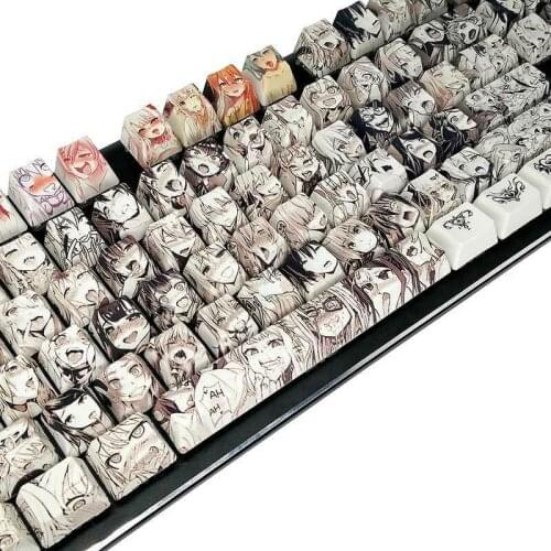 PBT 108key Ahegao Keycap Dye Sublimation OEM Profile Japanese Anime Keycap For Cherry Gateron Kailh switch Mechanical Keyboard