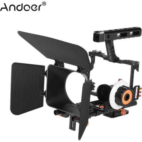 Andoer C500 Camera Cage Set Camcorder Video Cage Rig Kit 15mm Rod Matte Box Follow Focus Handle Grip for GH4 for Sony