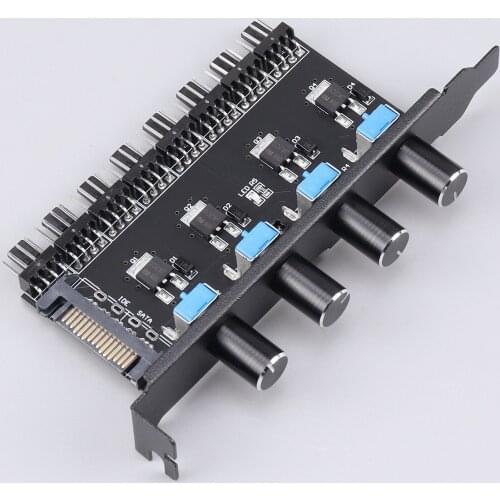Computer Case Fan Speed Controller IDE/SATA 1 To 8 Way Hub 3Pin/4-Pin Stepless Variable Speed Radiator Controller For PC
