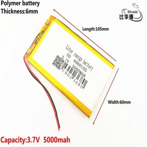 Liter energy battery Good Qulity 3.7V,5000mAH,6060105 Polymer lithium ion / Li-ion battery for TOY,POWER BANK,GPS,mp3,mp4