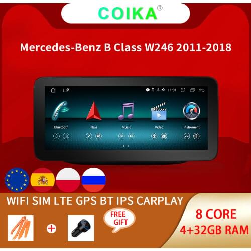 10.25 Inch Muiltmedia Player GPS Navi For Mercedes-benz W246 2011-2018 IPS Screen with BT Google Wifi Carplay