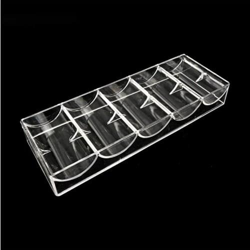 Poker Chips Box Set Texas 100Pcs Chip Box Acrylic Transparent Portable Baccarat Tray Casinos No Cover Entertainment