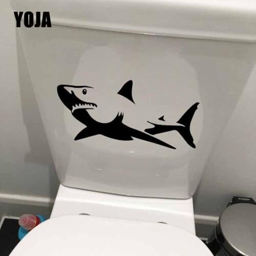YOJA 24.2X11CM Shark Great White Mammel Sea Fish Bathroom Art Wall Decal Toilet Sticker T5-0339