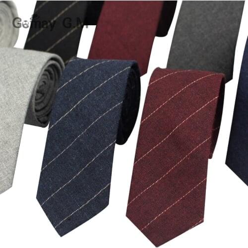 New Fashion Men Ties Casual Stripe Neckties for Men Narrow 6cm Cotton Tie Adult Classic Solid Neck Ties for Business Wedding