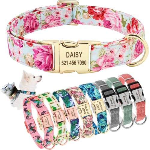 Dog Collar Personalized Custom Nylon Pet Dog Tag Collar Engraved Puppy Cat ID Tag Nameplate Collars For Small Medium Large Dogs
