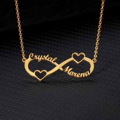 Stainless Steel Charm Custom Name Couple Necklace Personalized Heart Infinity Pendant Necklaces Bijoux femme Best Friend Gift BF