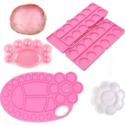 Resin Stone Nail Color Palette Mixing Display Gel Polish Holder False Tip Drawing Color Paint Dish Manicure Nail Art Tool