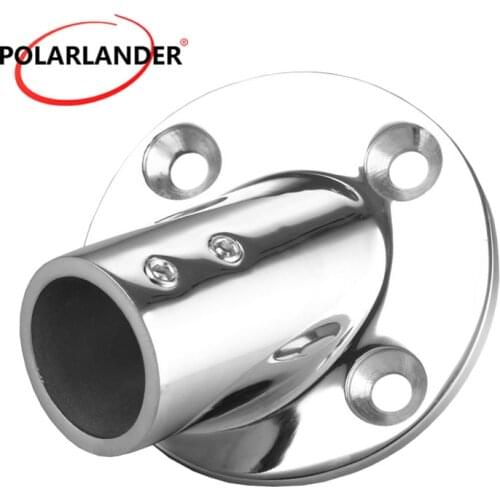 1 Pc Stainless Steel 1" /25mm Railing 45 Degree Round Bottom Socket Pipe Round Base Hardware for Boat Marine Yacht