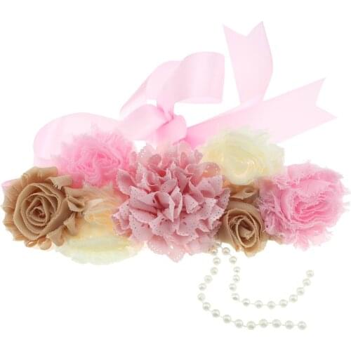 Maternity Shabby Belts Pink Ivory Khaki Chiffon Flower Sash Belts Baby Shower Gifts Wedding Bridal Dress Accessories