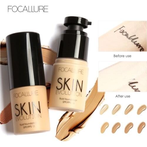 Focallure Professional Face Liquid Foundation Cream Full Coverage Concealer Waterproof Makeup Base Brighten Cover Dark Circles