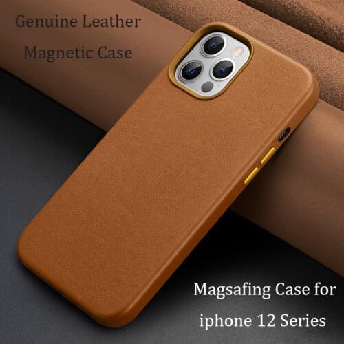 Luxury Magnetic Manual Leather Phone Case For Iphone 12 12pro Support Wireless Charge Back Cover For iPhone 12 Pro Max 12Mini